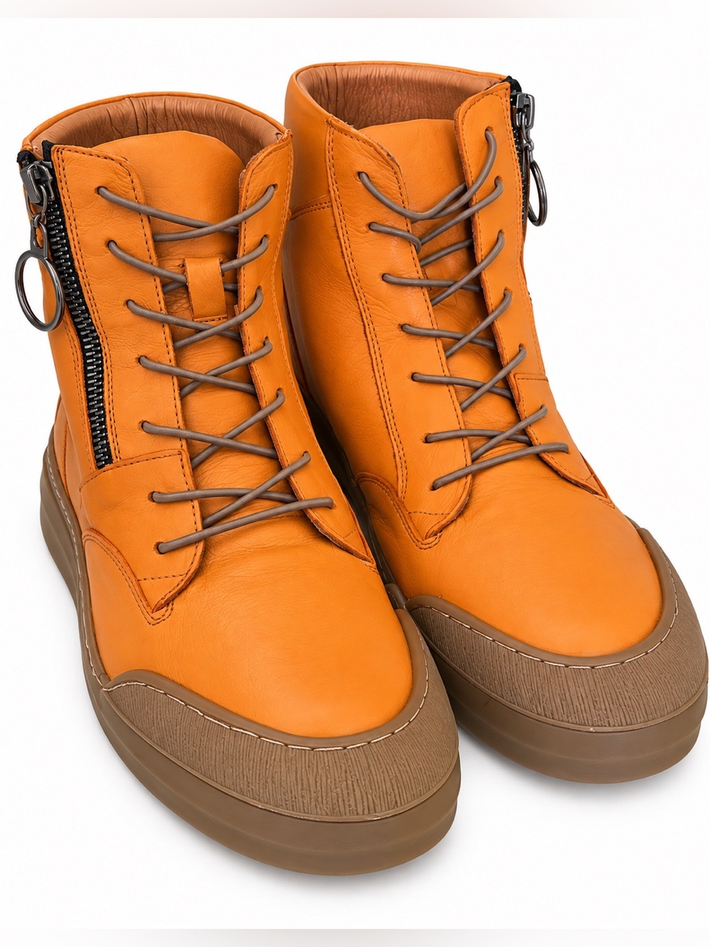 Sheridan Mia Orange Leather Lace-Up Ankle Boots size 9